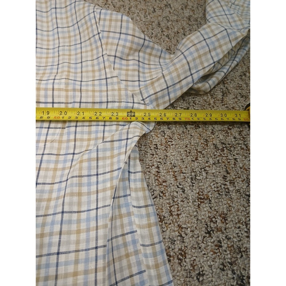 BROOKS BROTHERS Irish Linen Plaid LS Button Down Shirt Sz Xl White/Blue/Tan NEW - Picture 8 of 9
